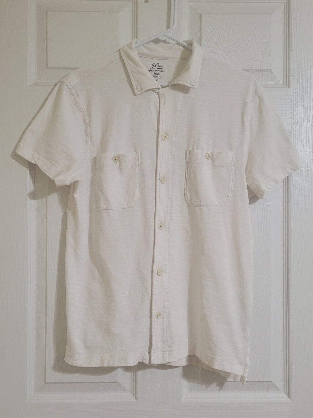 J. Crew Men's Short-Sleeve Cotton Button-Down Shirt - Off-White